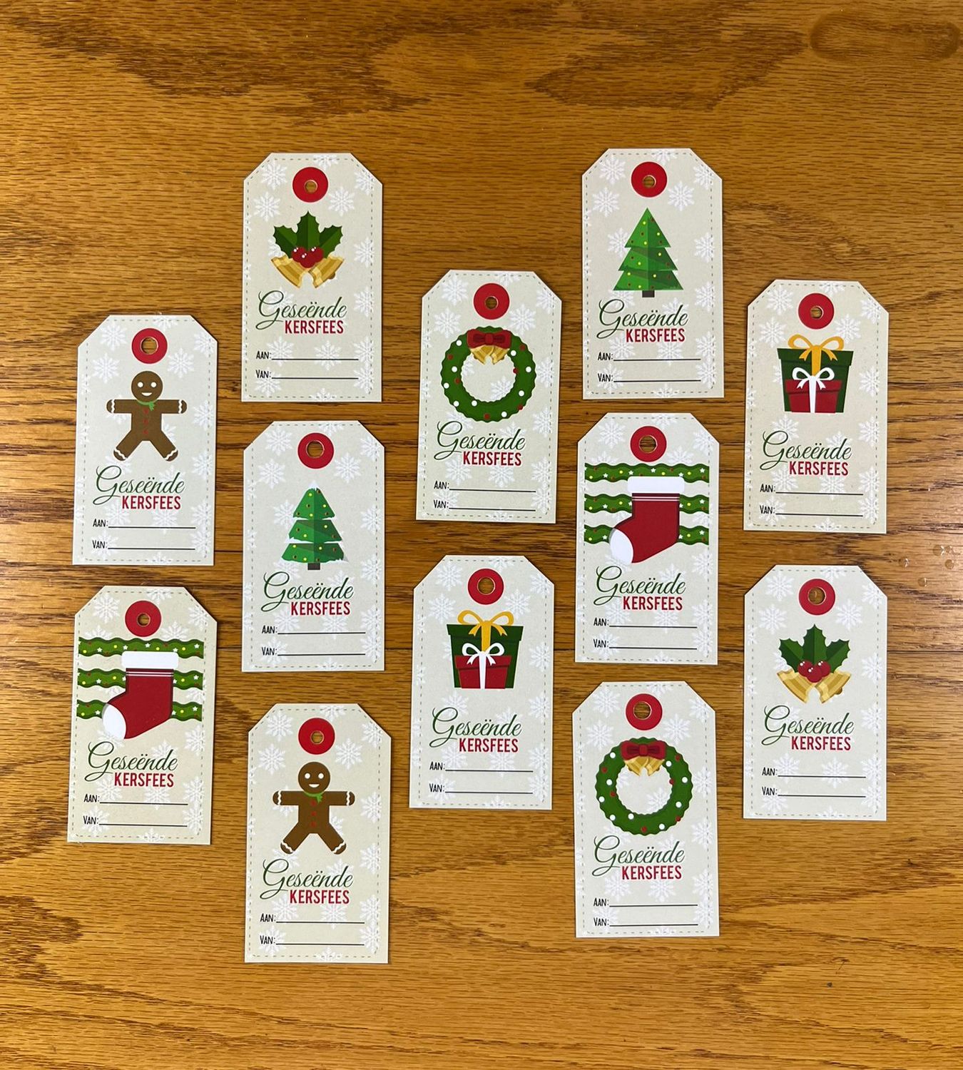 Christmas Theme 3 Christmas gift tags in Afrikaans