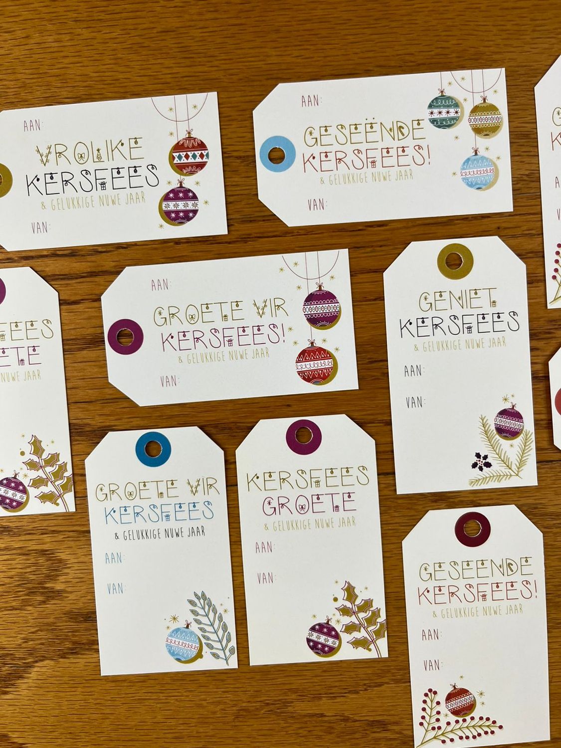 Christmas Theme 5 Christmas gift tags in Afrikaans