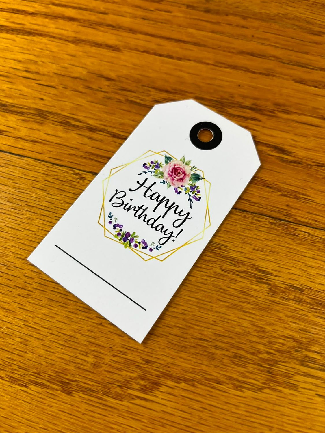 Pink Floral Theme 2 Birthday Gift tag in English
