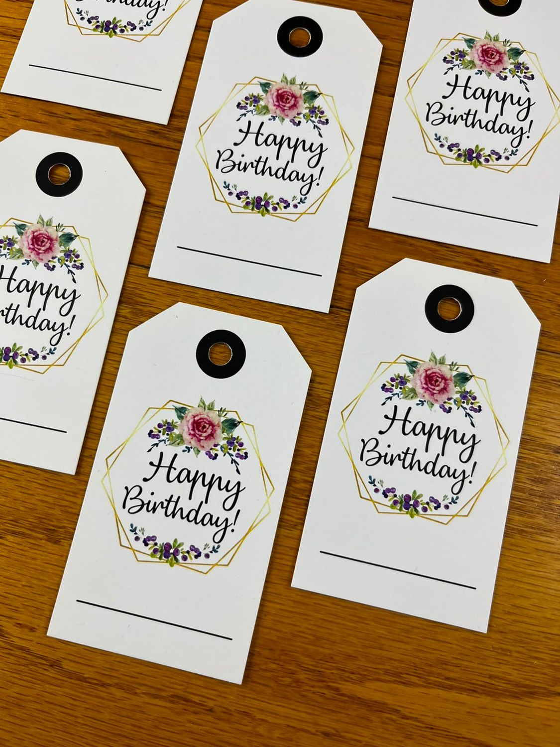 Pink Floral Theme 2 Birthday Gift tags in English