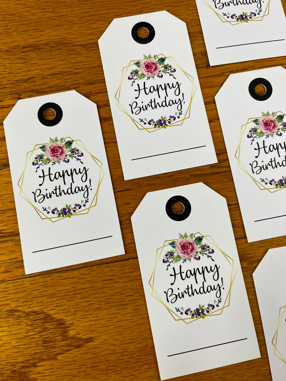 Pink Floral Theme 2 Birthday Gift tags in English