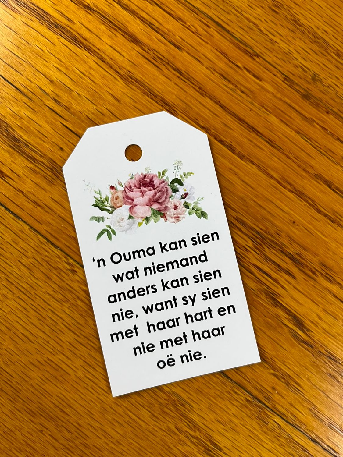 Ouma Floral Theme 1 Gift tag in Afrikaans