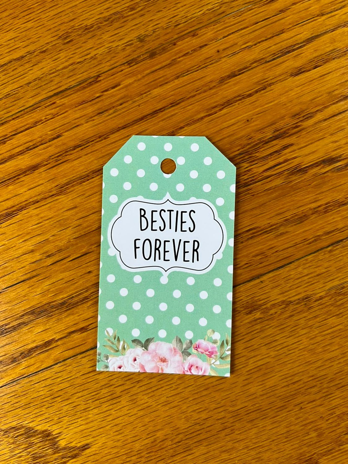 Polka Dot Floral Theme 1 Besties Forever Gift tag in English