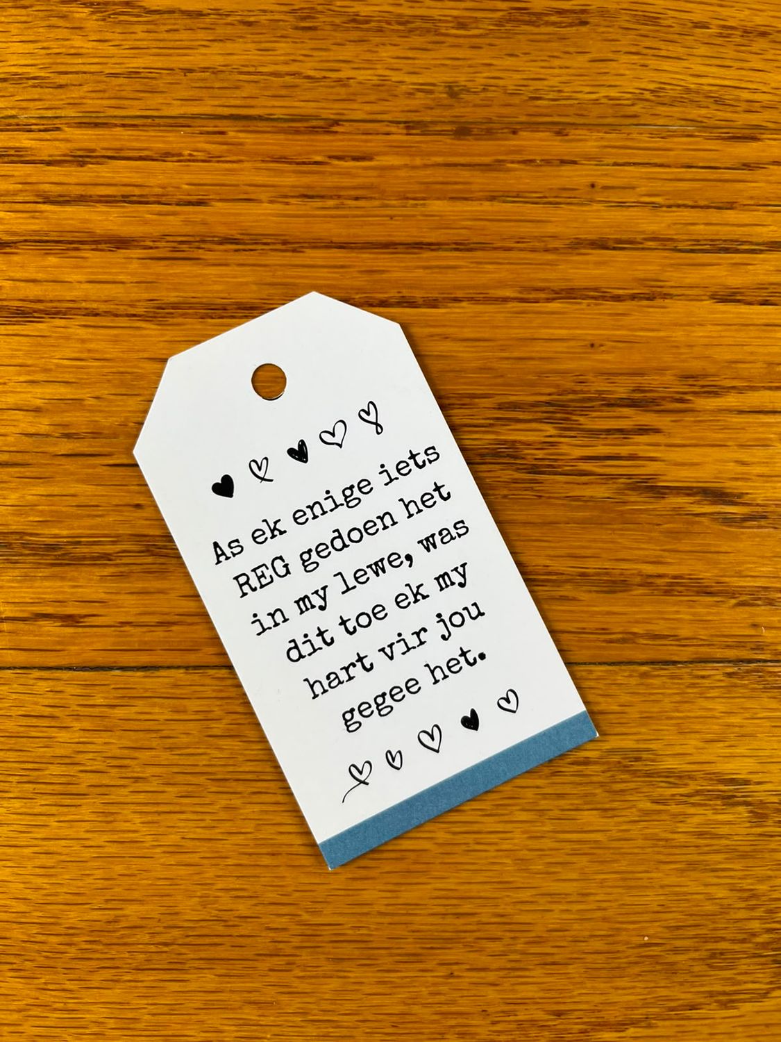 Valentine's quote theme 1 Valentine's gift Tag in Afrikaans | Note Cards in Afrikaans