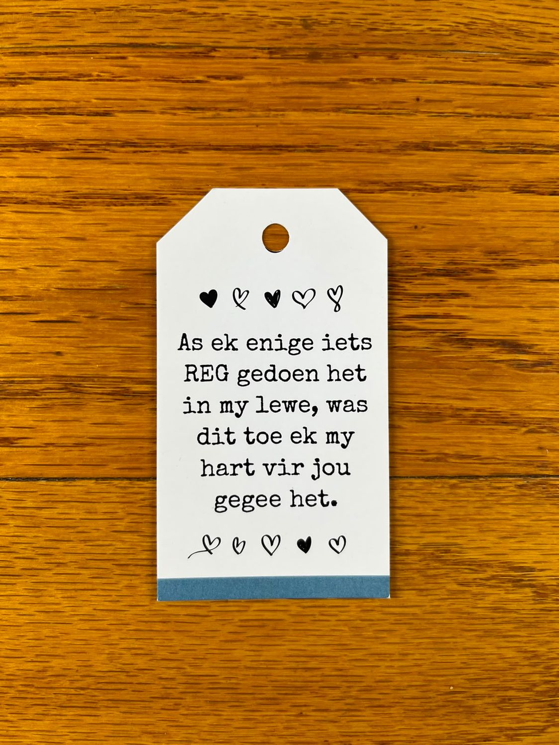 Valentine's quote theme 1 Valentine's gift Tag in Afrikaans | Note Cards in Afrikaans