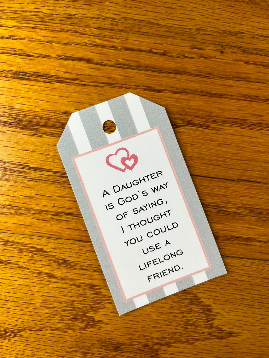 Grey Striped Theme 1 Mother's day Gift tag in English