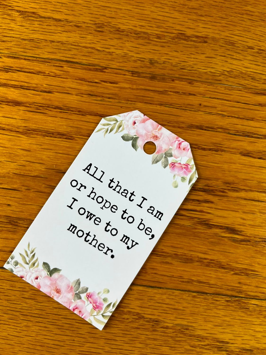 Soft Pink floral theme 1 mother's day gift tag in English