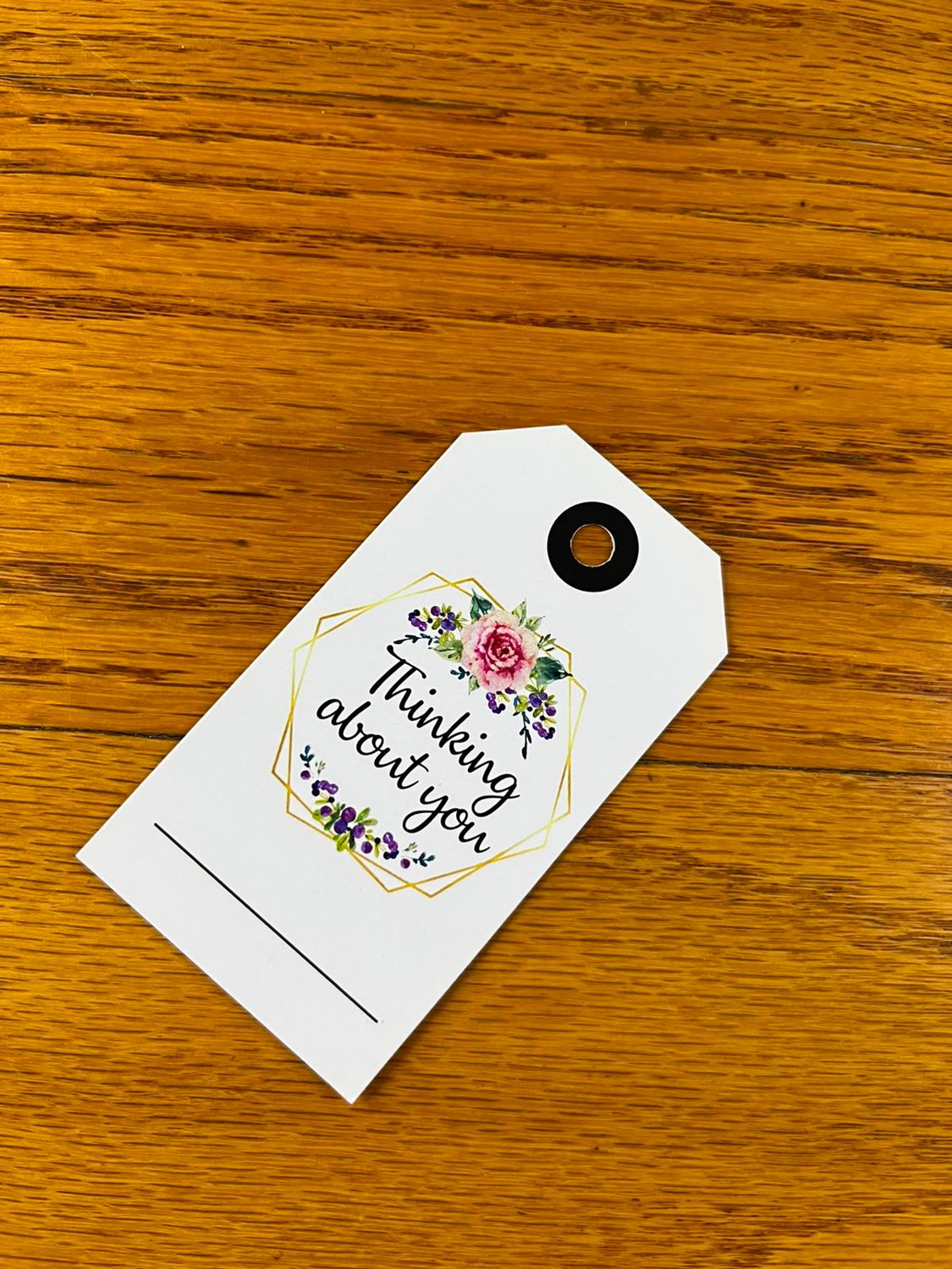 Pink floral Theme 2 Thinking about you Sympathy Gift tag in English