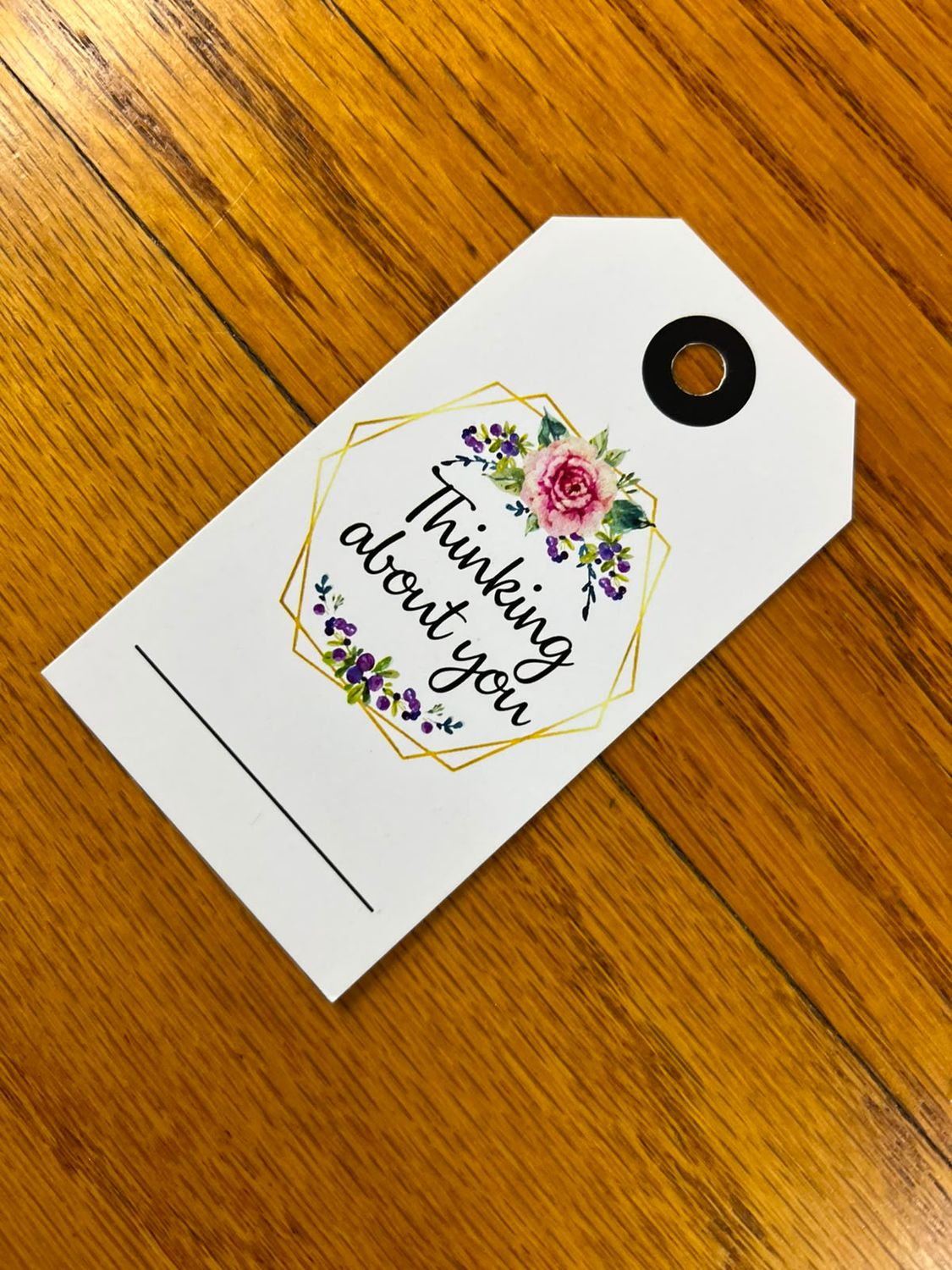 Pink floral Theme 2 Thinking about you Sympathy Gift tag in English