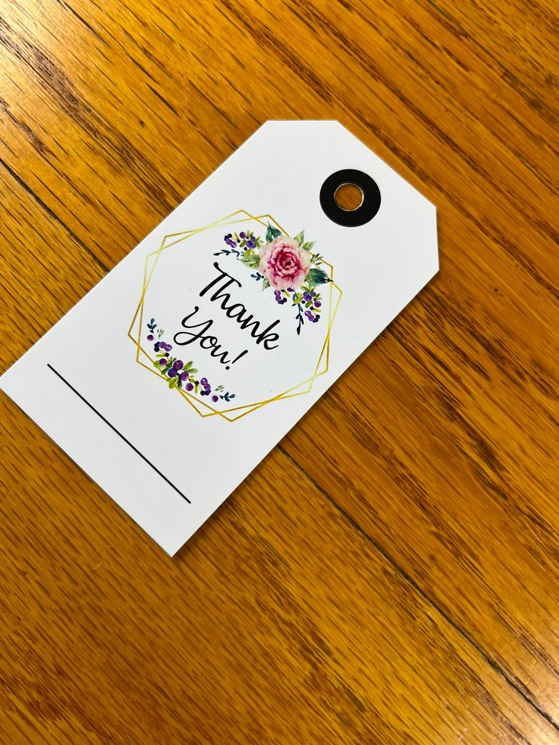 Pink Floral Theme 2 Thank you Tag in English | Note Cards in English