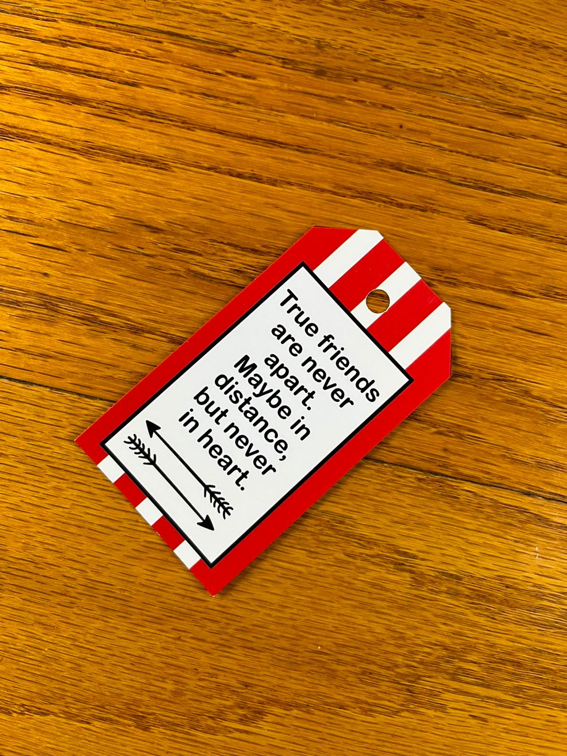 Red Striped theme 1 True Friends gift Tag in English | Note Cards in Englilsh