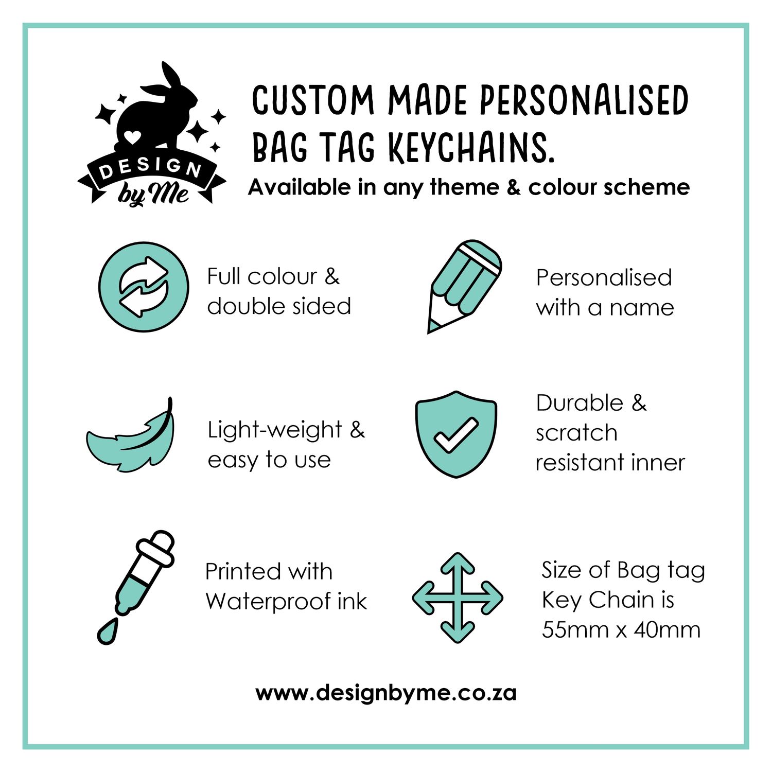 ANY THEME - Custom made personalised Bag Tag Keychains
