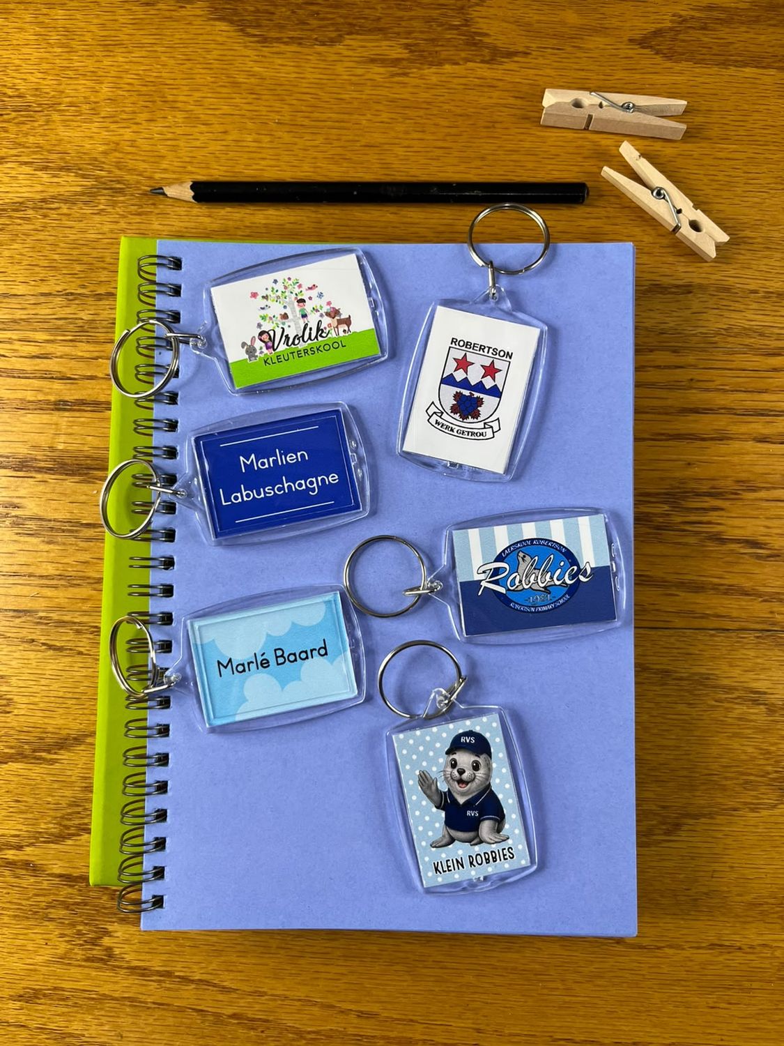 School Bag Tag Keychains with school logo or mascot