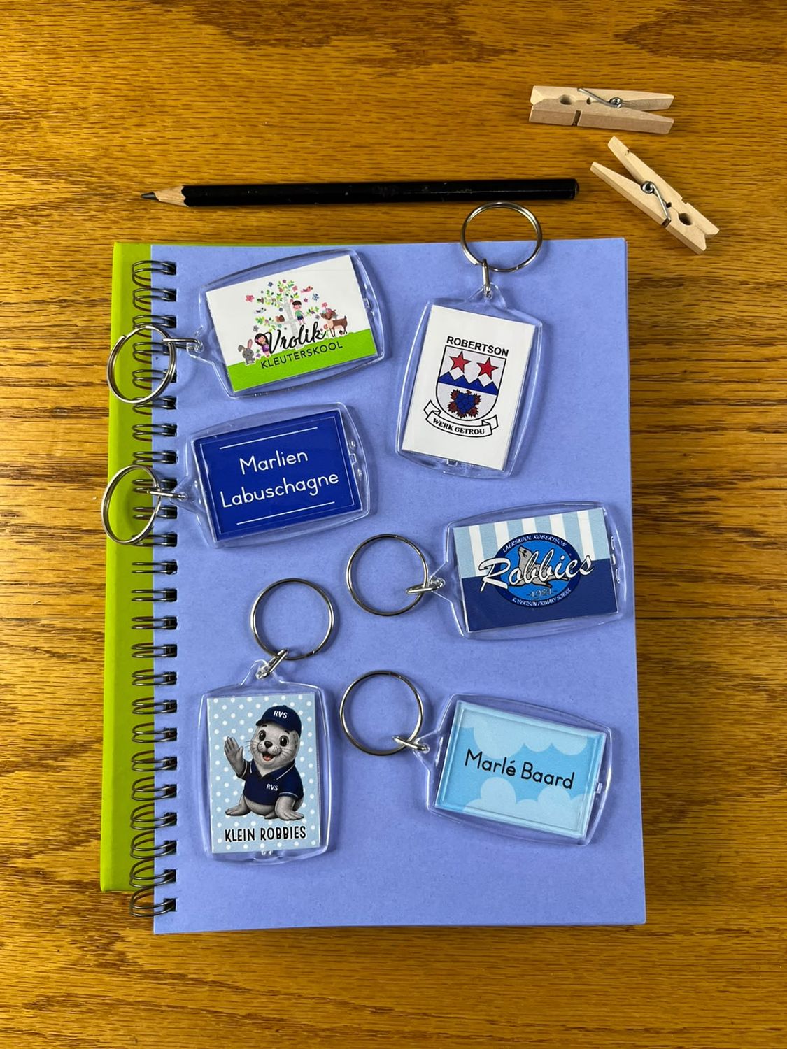 School Bag Tag Keychains with school logo or mascot