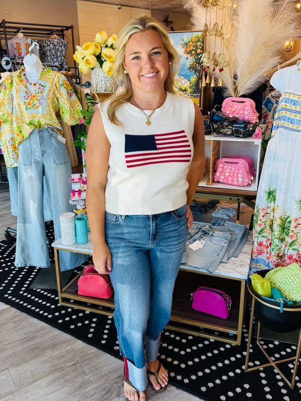 USA FLAG SWEATER TOP