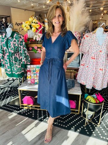 FLUTTER SLV MIDI DRESS