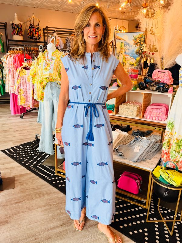 UNCLE FRANK FISH EMBROIDERED JUMPSUIT
