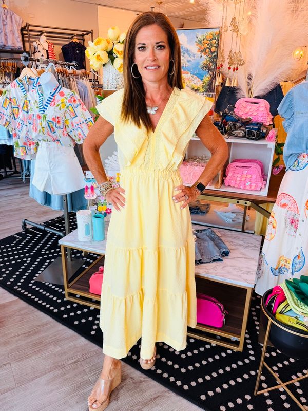 RUFFLE SLV TIERED DRESS