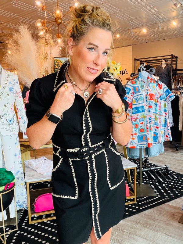 CIEBON EMBROIDERED MINI SHIRTDRESS