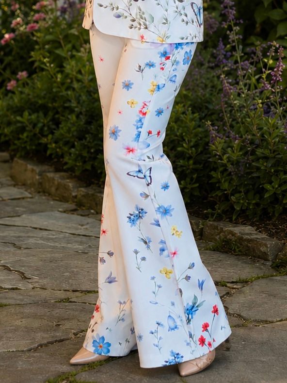 FLORAL &amp; BUTTERFLY WIDE LEG PANTS
