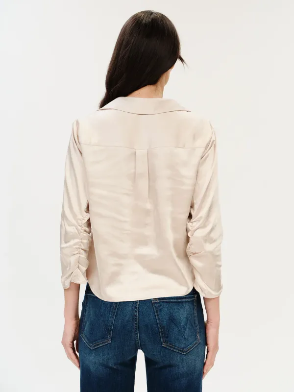 SIX FIFTY DESSI SATIN RUCHED SLV TOP