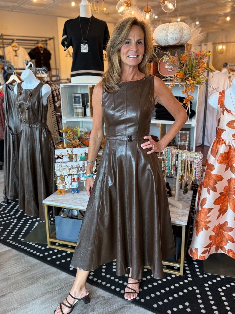 FAUX LEATHER MIDI DRESS