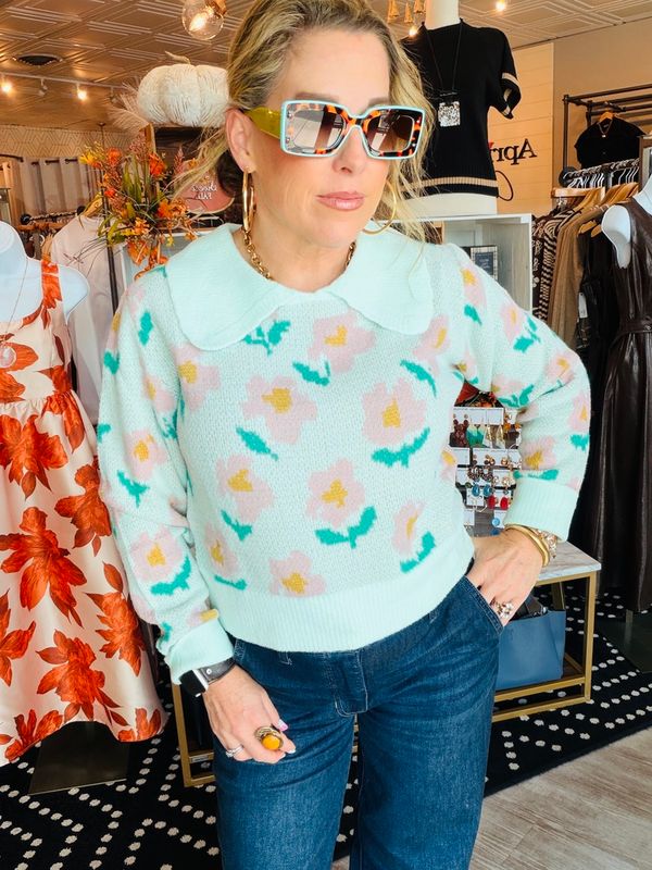 MABLE FLORAL COLLAR SWEATER TOP