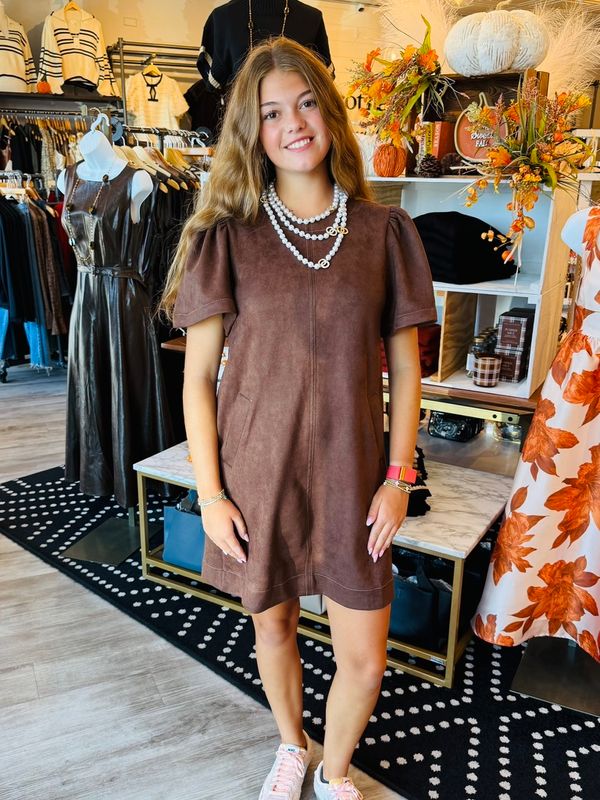 SUEDE SHORT SLV DRESS