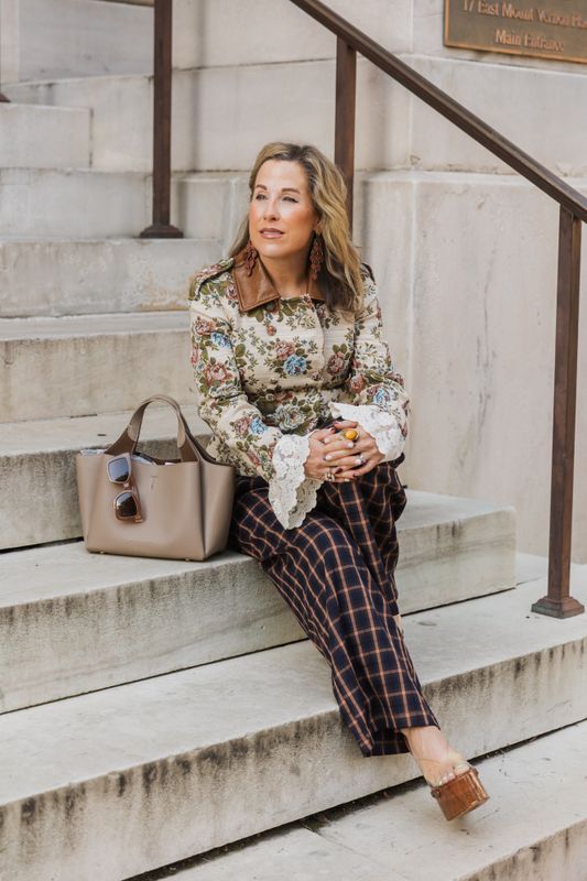 CIEBON PLAID WIDE LEG PANTS