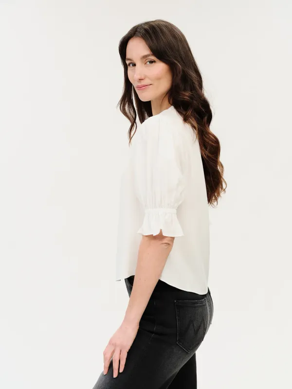 SIX FIFTY JOSIE V NECK SATIN TOP
