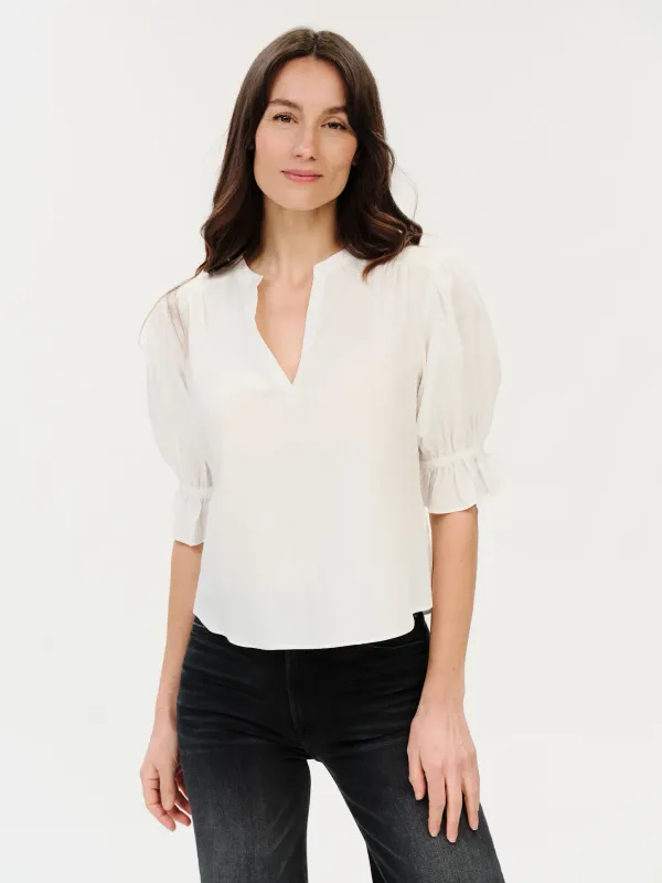 SIX FIFTY JOSIE V NECK SATIN TOP
