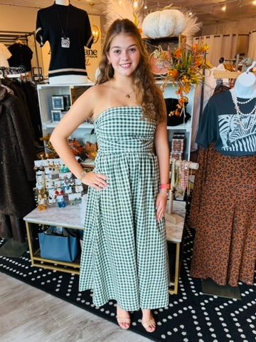 GINGHAM TUBE MAXI DRESS