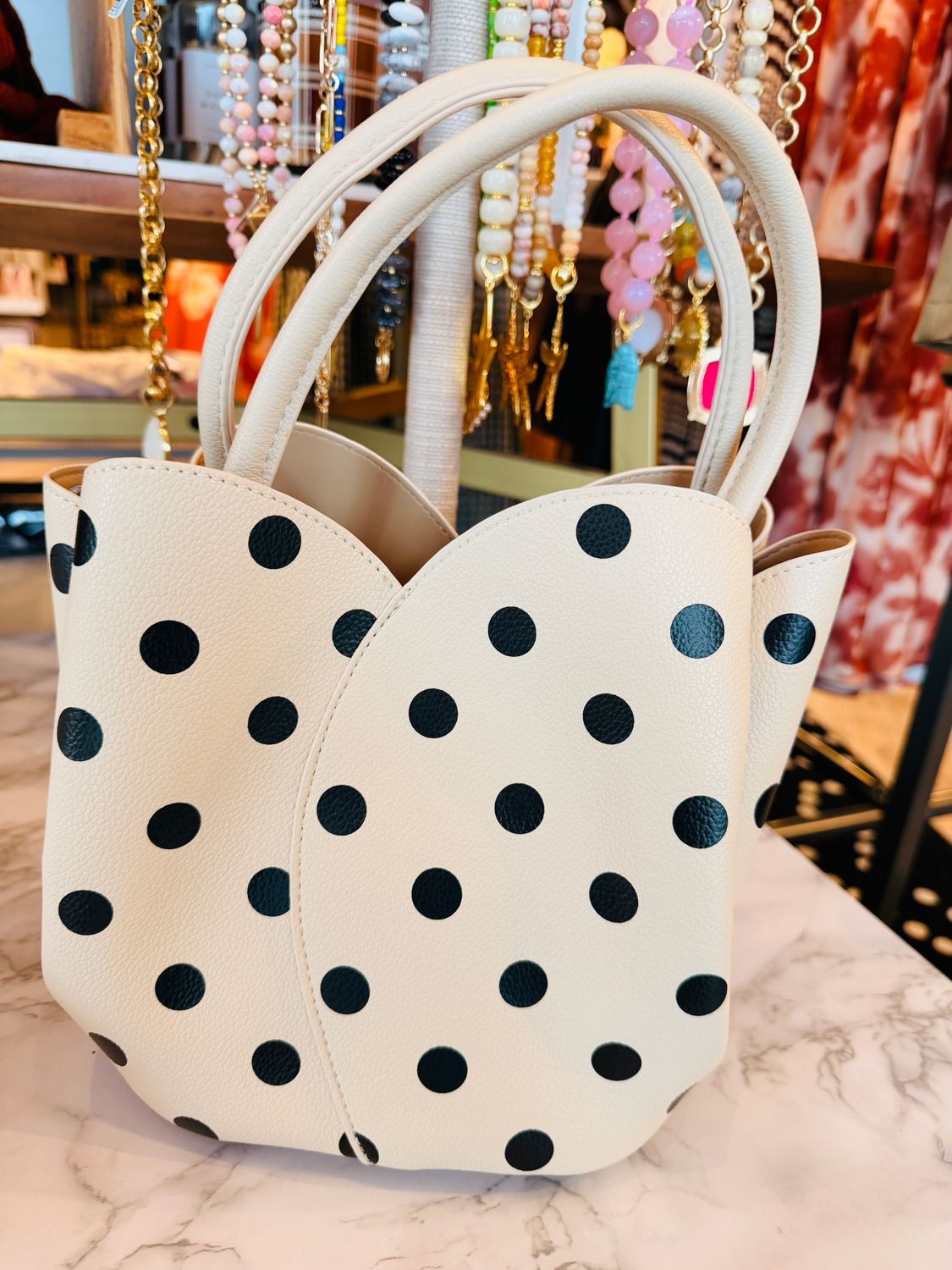 MELIE BIANCO TULIP POLKA DOT PURSE