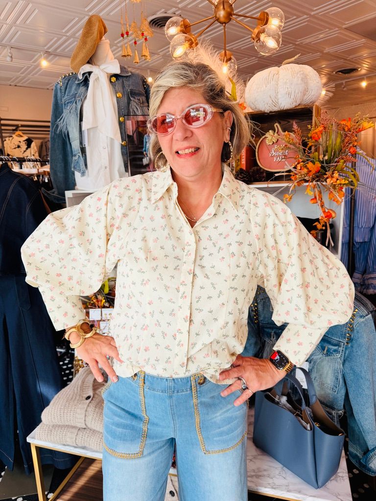 STATEMENT PUFF SLV BUTTON DOWN