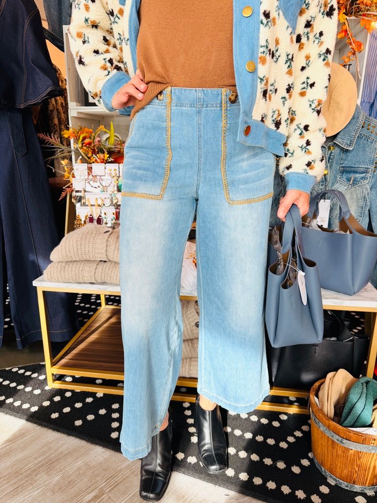 WHIPSTITCH POCKET CROPPED JEANS