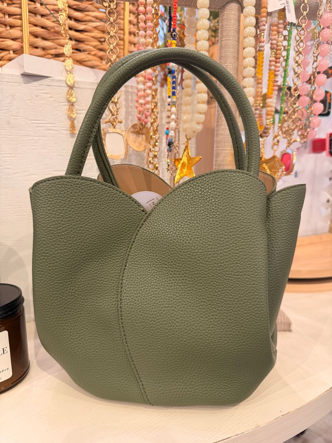 MELIE BIANCO TULIP PURSE - MOSS GREEN