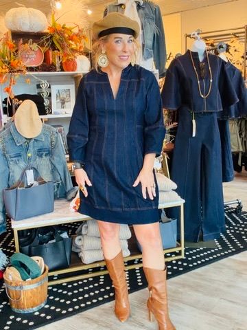 DENIM V-NECK DRESS