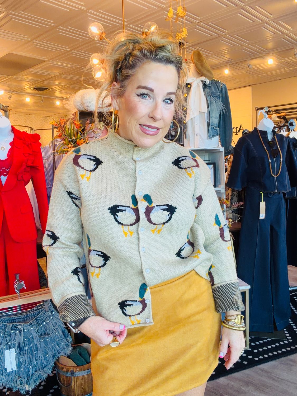 DUCK PRINT CARDIGAN