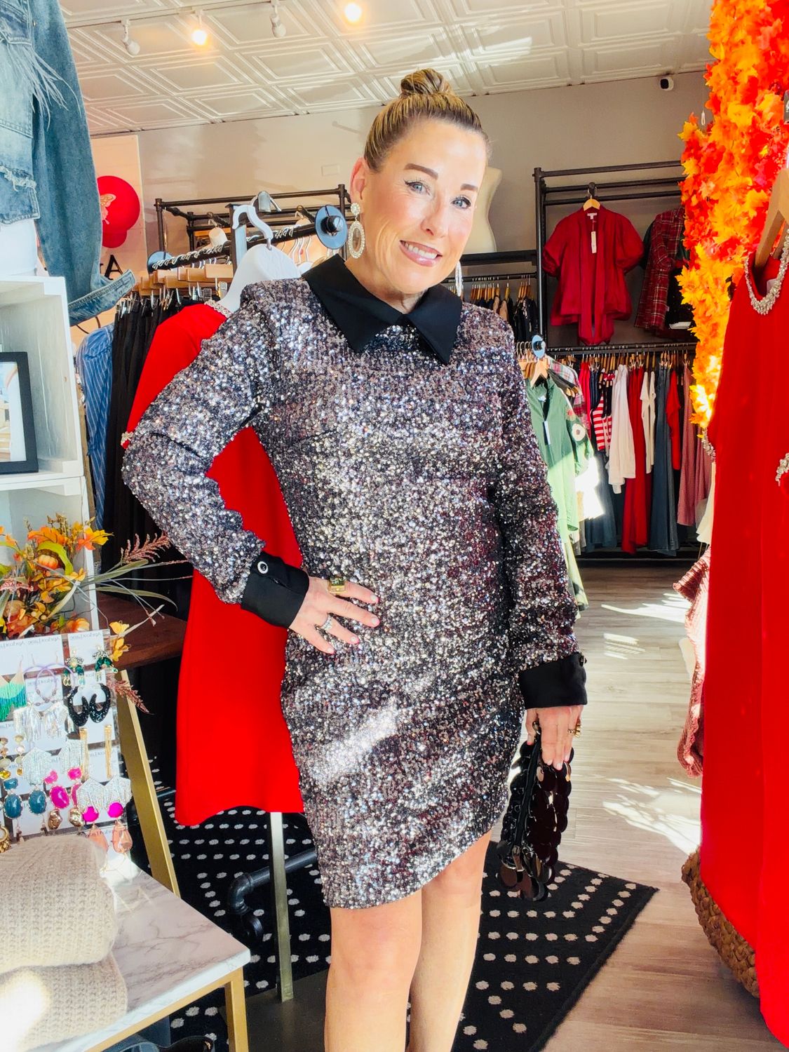 ALEXA SEQUIN SHIFT MINI DRESS
