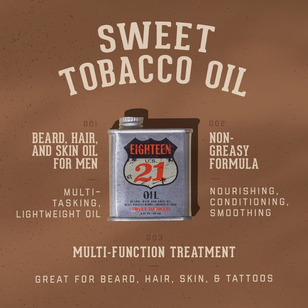 1821  Beard, Hair &amp; Skin Oil, 2oz Sweet Tobacco