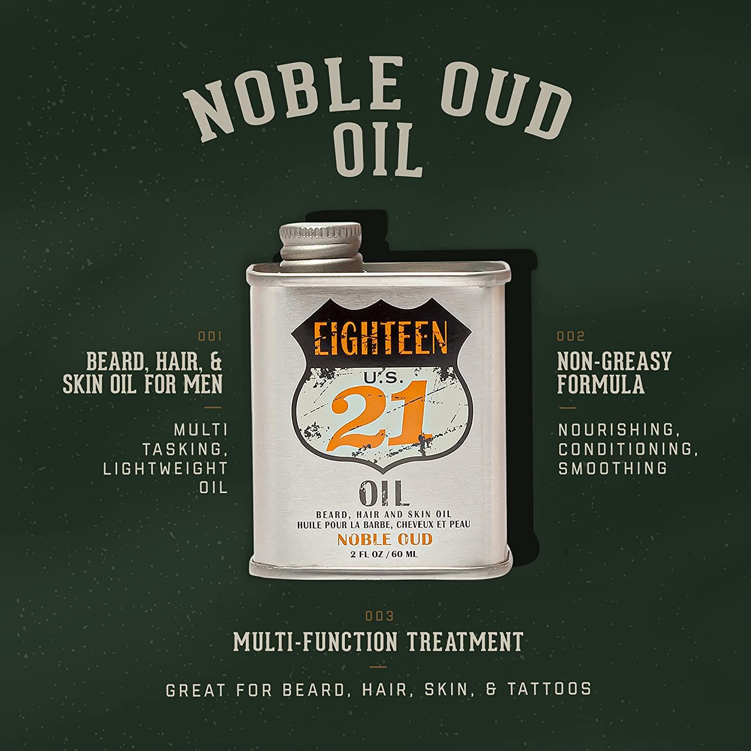 1821  Beard, Hair &amp; Skin Oil, 2oz - Noble Oud
