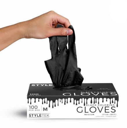StyleTek Black Vinyl Gloves, 100ct - Small