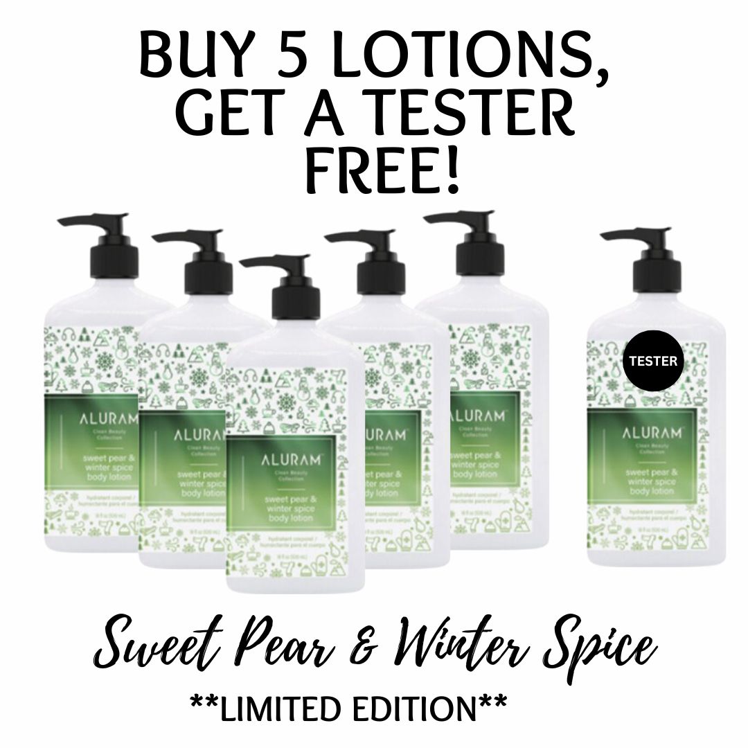 Aluram Sweet Pear &amp; Winter Spice Body Lotion, Buy 5 Get 1 Tester!