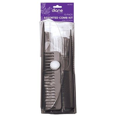 Fromm Diane #D7901 - Assorted Comb Set,  Black -10 piece