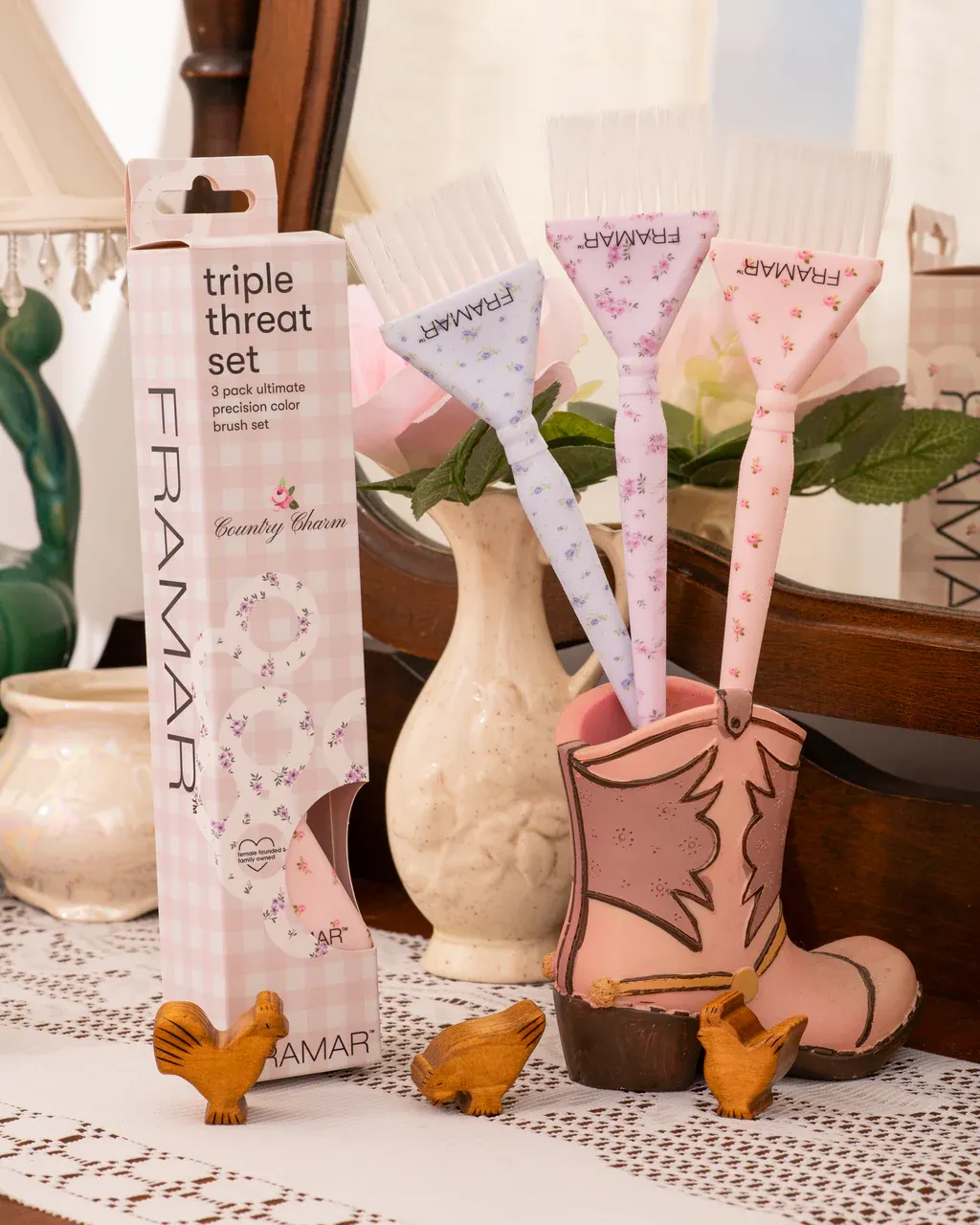 Framar Triple Threat Color Brush Set, 3 pk - Country Charm