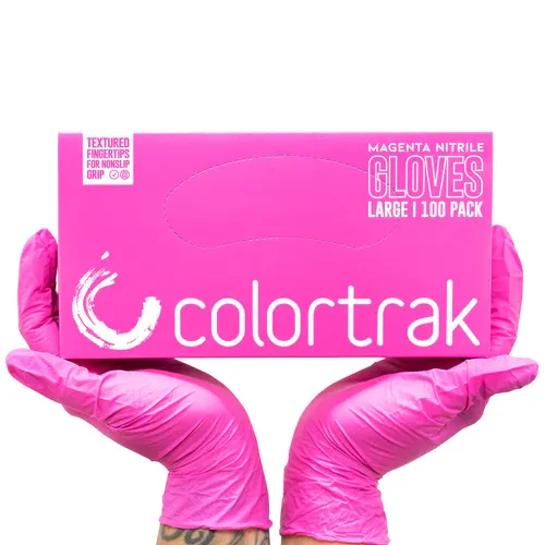 ColorTrak Pink Vinyl Gloves - 100ct, Large