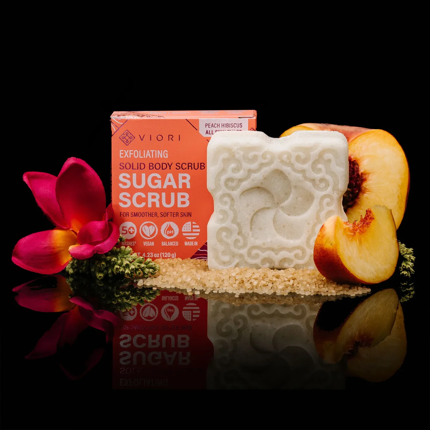 Viori Peach Hibiscus Sugar Scrub Bar