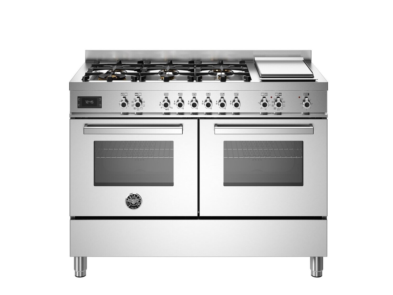Bertazzoni 120cm Professional Series 6 burner + griddle + Electric Double Oven, Colours: Stainless Steel
