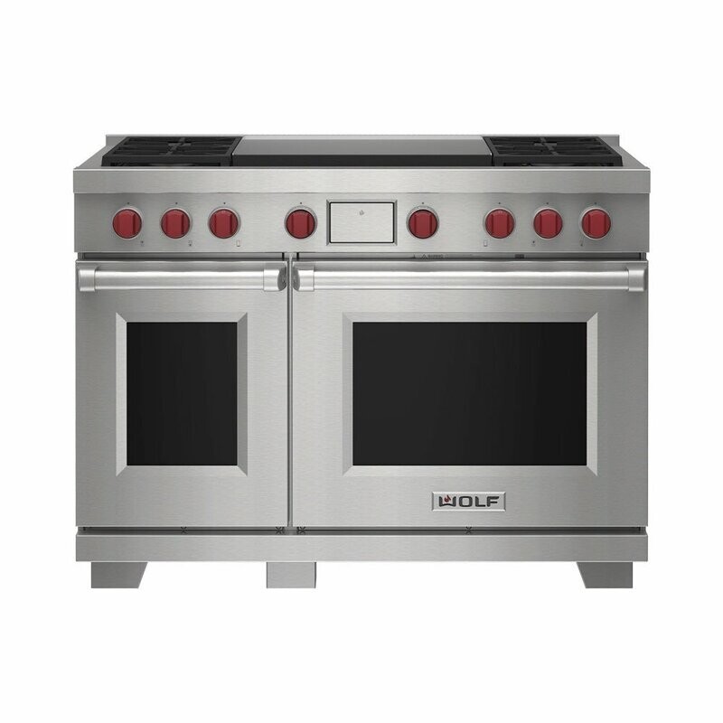 Wolf Dual Fuel Range, 4 Burner with Double Griddle ICBDF48450DG/S/P