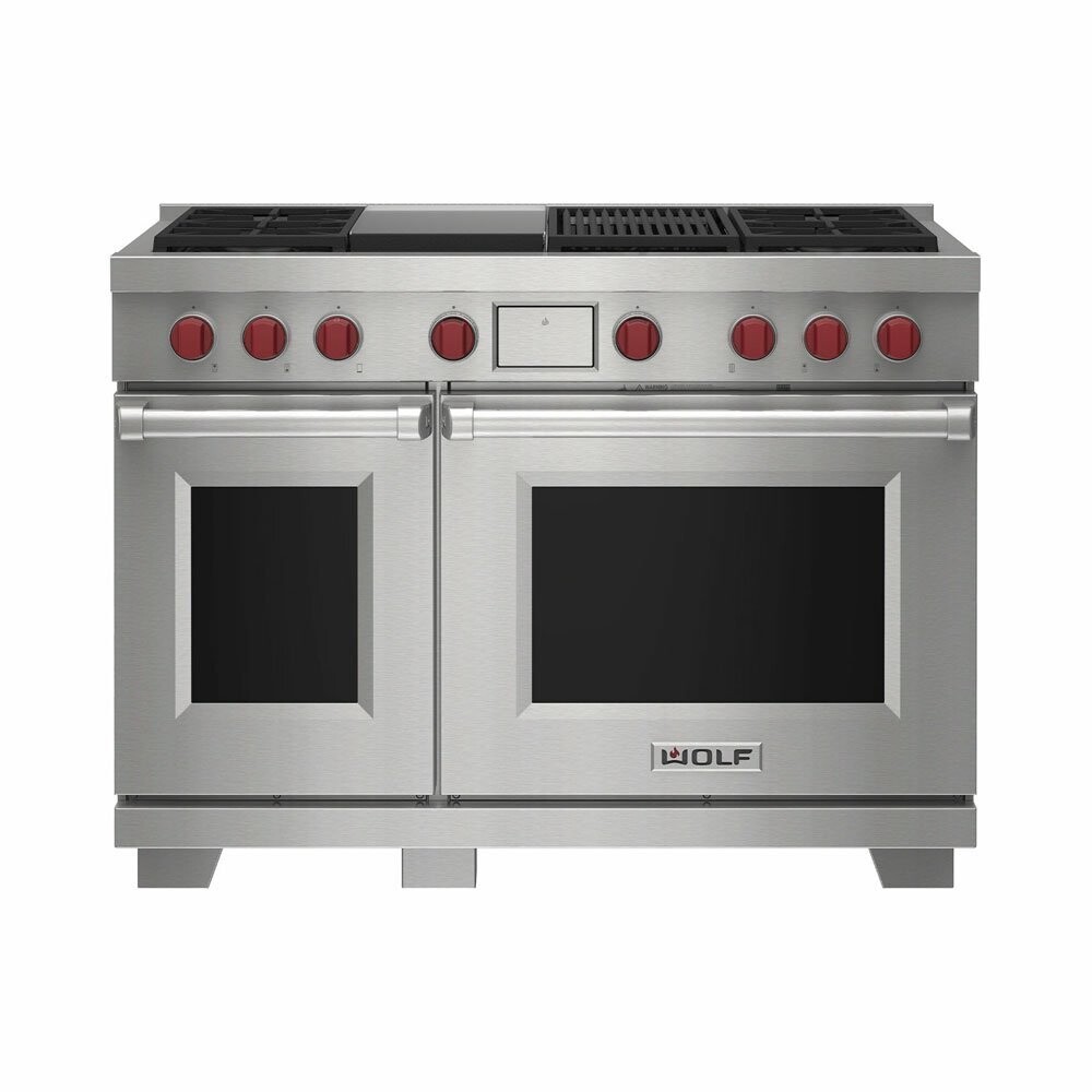 Wolf Dual Fuel Range, 4 Burner with Chargrill and Griddle ICBDF48450CG/S/P